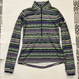 Nike Pro Dri Fit Patterned Green and Purple Women's Top Size Medium Athleisure